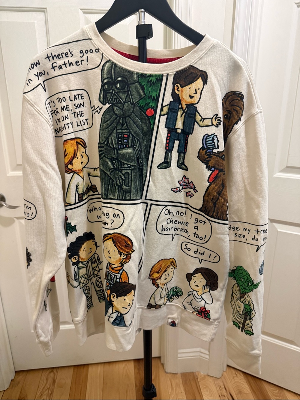 Star Wars Christmas Cream Sweatshirt with Red Trim
